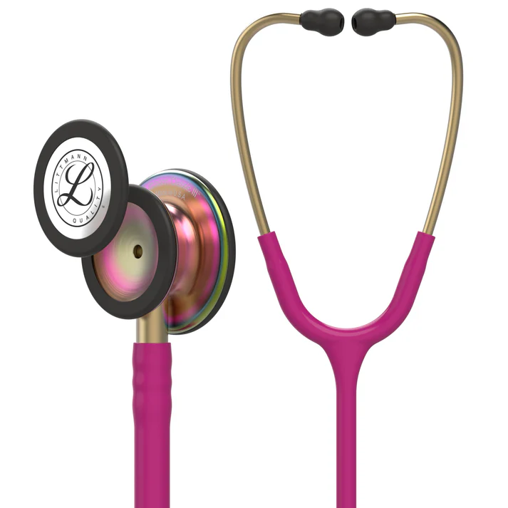 Littmann Classic III Stethoscope Rainbow Finish with Raspberry Red Tubing 5806